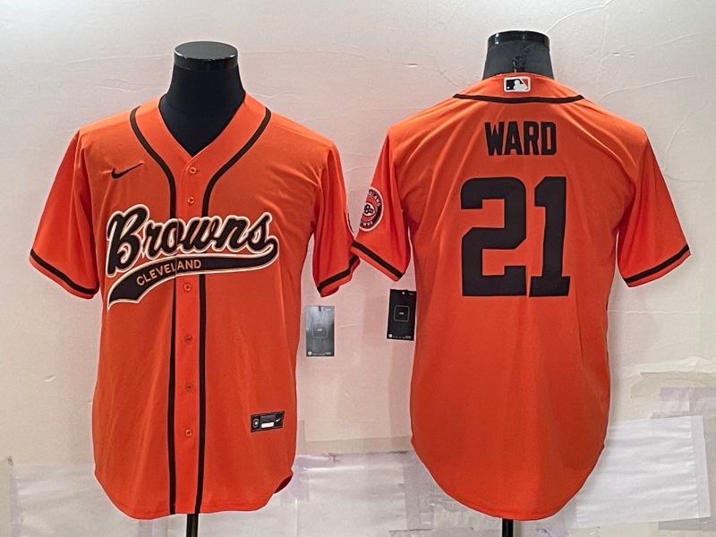 Men Cleveland Browns #21 Ward Orange Nike Co branded Jersey->women mlb jersey->Women Jersey